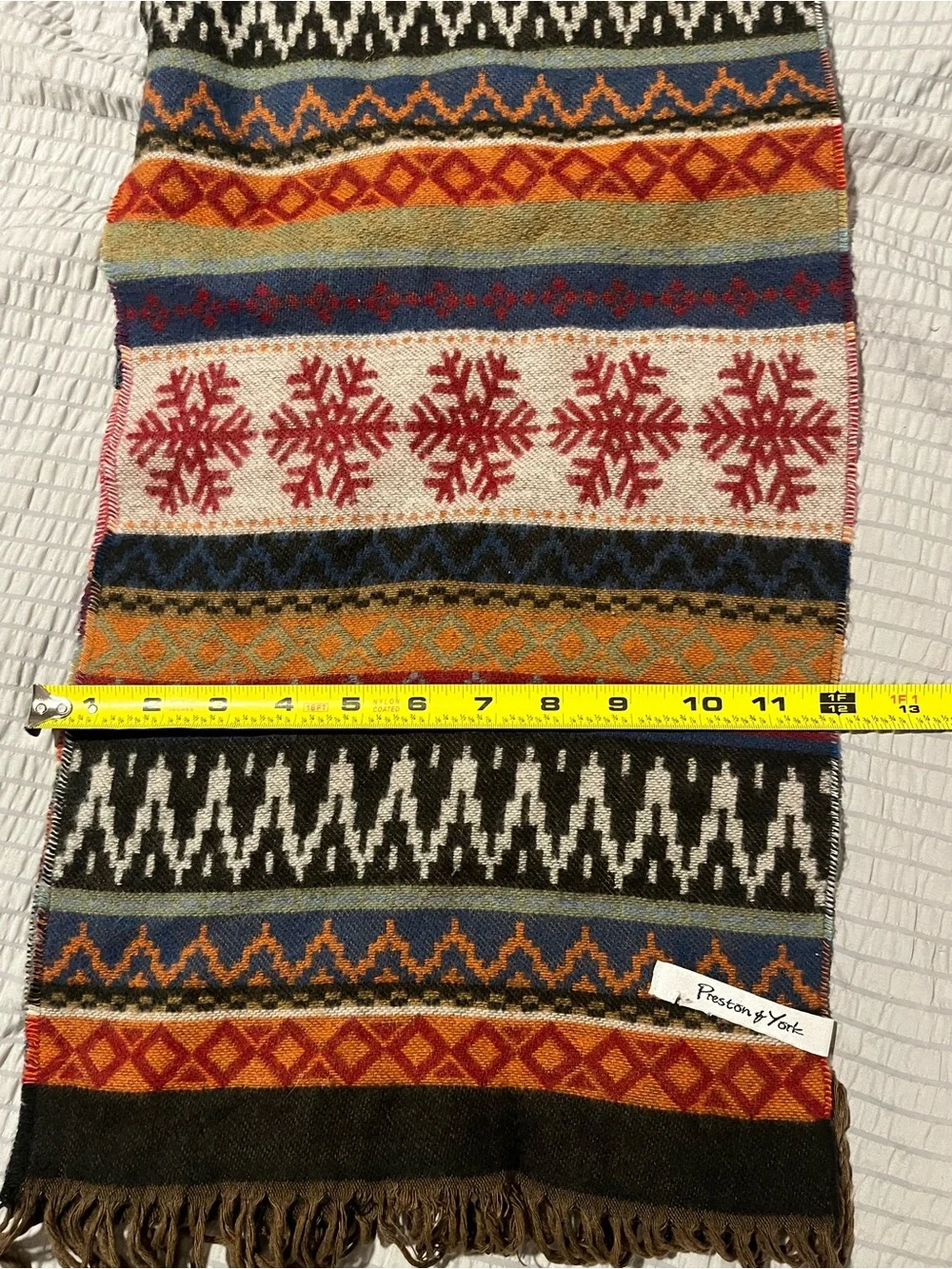 Preston & York Southwestern Geometric Fringe Scarf Acrylic Made in Germany